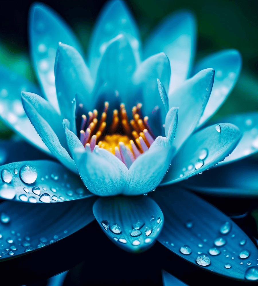 Blaue Lotus Blüte mit Wassertropfen